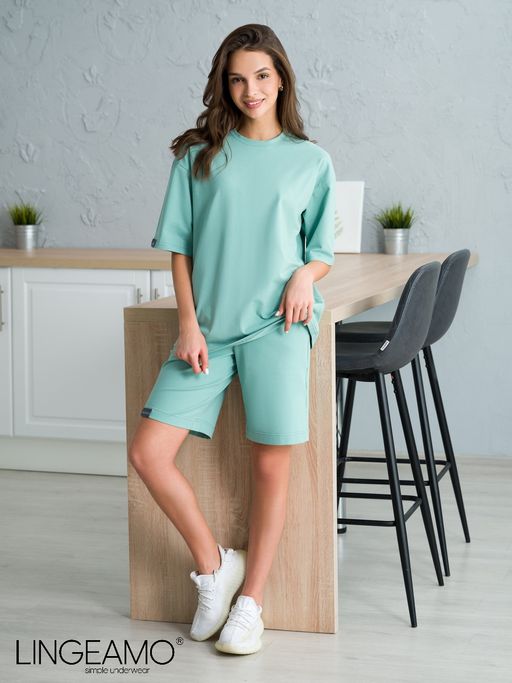 Удлиненные трикотажные женские шорты LINGEAMO мятные КБ-19 (5) фото 2