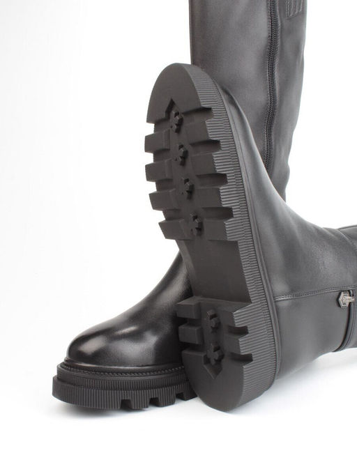 02-FK888-1M BLACK Сапоги зимние женские (натуральная кожа, байка, натуральный мех)