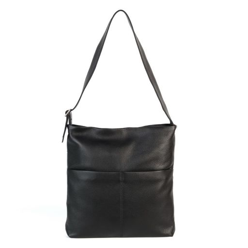 Женская кожаная плоская сумка хобо 209238 Блек - Cidirro фото 2