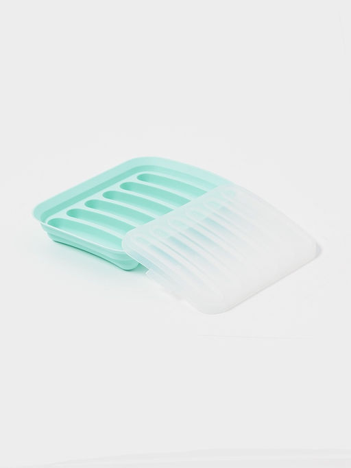 Форма для выпечки и приготовления сосисок Доляна, 6 ячеек, с крышкой, 17.5×13.5,2.8 см, силикон, бирюзовый