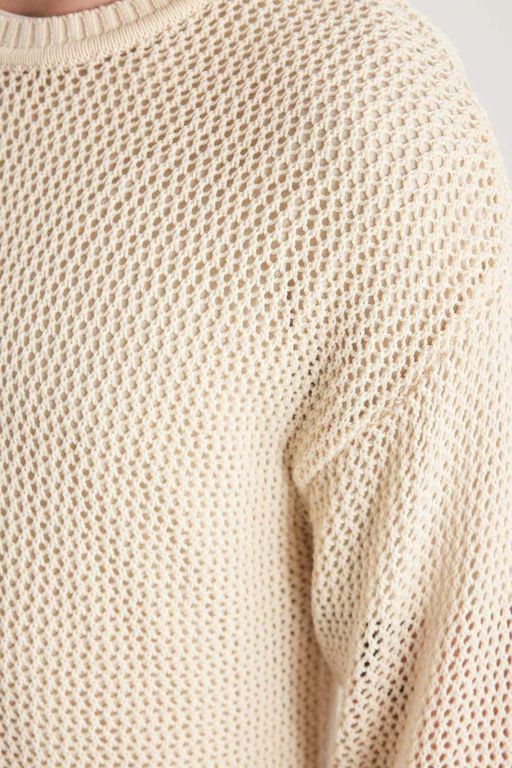 Трикотажный свитшот стандартного кроя с круглым вырезом - Defacto фото 5