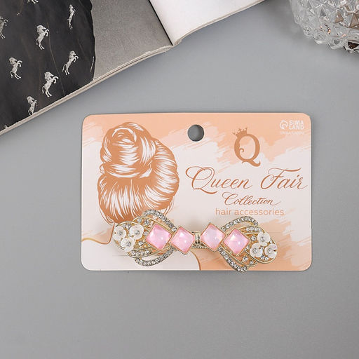 Заколка - автомат для волос «Розмари», бант, 7 см, золото