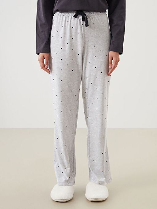 B?y?k Beden Beli Lastikli Puantiyeli Kad?n Pijama Alt?