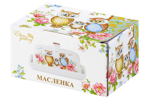Масленка 13,5*9*6,5 см Совушки NEW BONE CHINA - Elan gallery фото 4