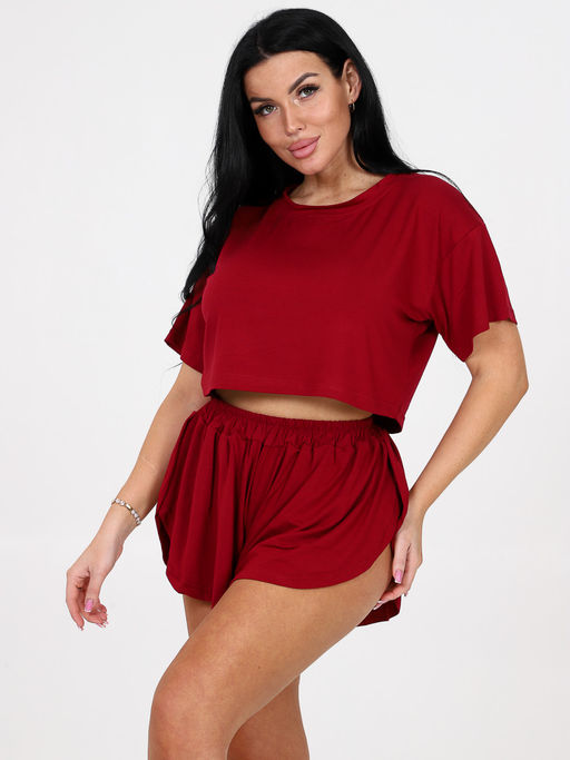 674 ПИЖАМА ЖЕНСКАЯ (шорты) (Бордо) - А-дина фото 5