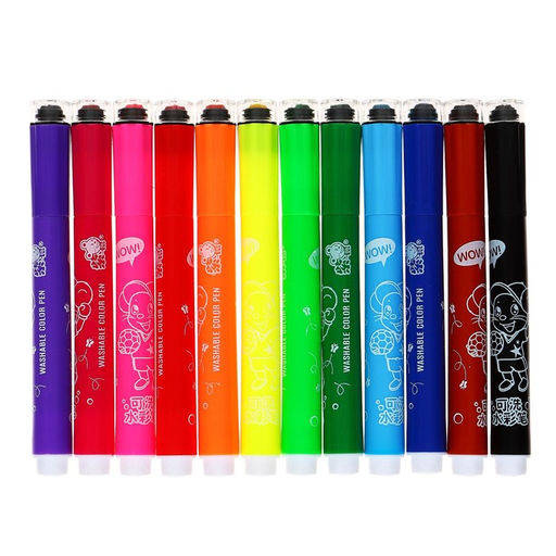 Фломастеры 12 цветов, Calligrata, кистевидный наконечник, с печатью