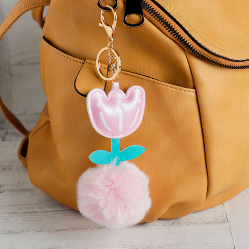 Цена за 12 шт. Брелок для ключей на кольце Пушистик. Тюльпан, на сумку, рюкзак, 13?6?6 см, МИКС