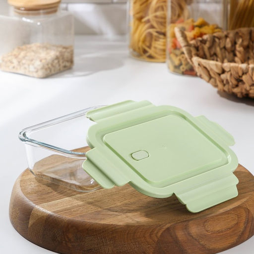 Контейнер Доляна Cook and Freeze, 650 мл, 17.5×13×6 см, с крышкой, жаропрочное стекло, цвет МИКС