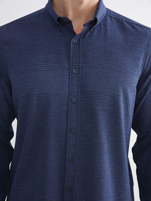 Regular Fit Uzun Kollu ?izgili Erkek G?mlek