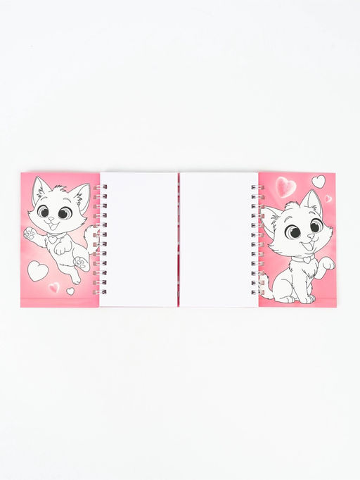 Цена за 2 шт. Двойной блокнот на гребне, мягкая обложка, размер 14,5 х12см, 48 л "Кошечка"