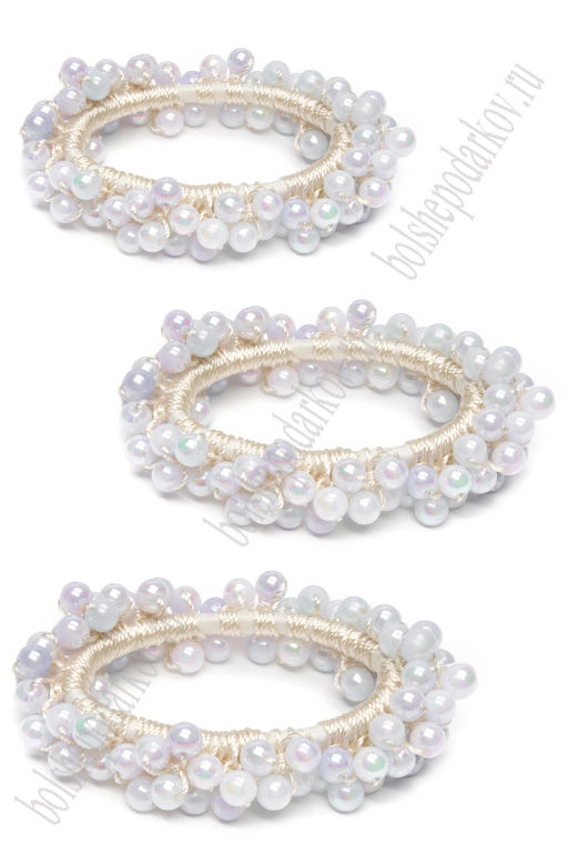 Резинки с бусинами для волос 5 см (3 шт) SF-8013, мультиколор №3
