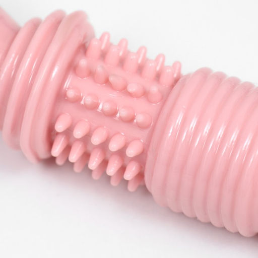 Игрушка для собак Шипастая кость, TPR, массажная,14 х 3,5 х 5, розовая - Пижон фото 3