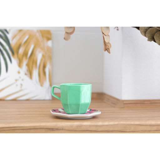 Чайная пара керамическая «Цветы»: кружка 200 мл, блюдце d=13 см