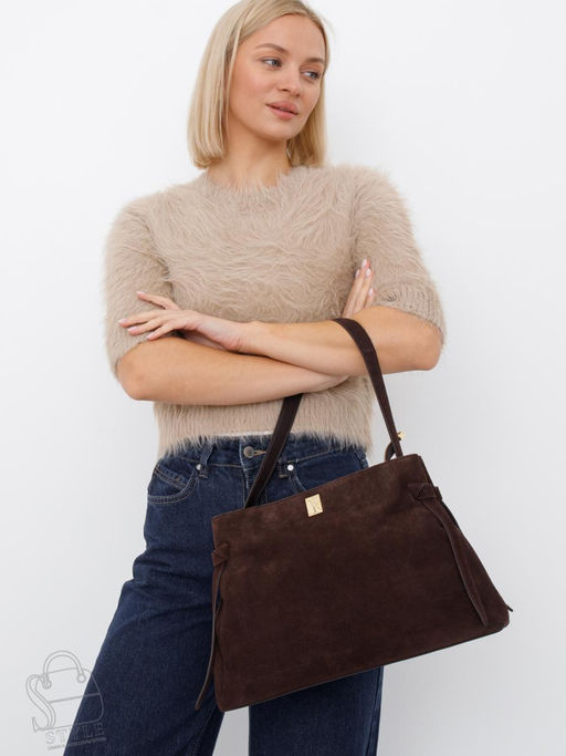 Сумка женская кожаная 1026M coffee Polina&Eiterou  в Новосибирске