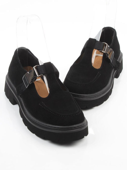 06-DLG06-3 BLACK Туфли женские (натуральная замша)