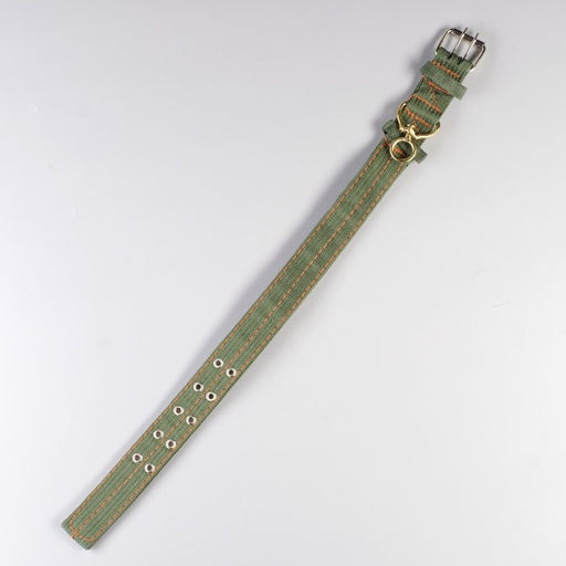 Ошейник четырехслойный с вертлюгом, 65 х 4 см, ОШ 54-60 см, полиэстер, зелёный - Пижон фото 3