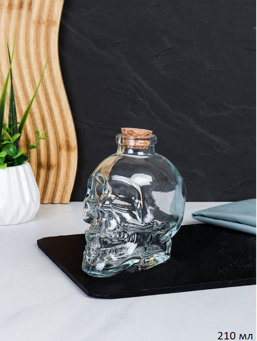 Графин-штоф Череп 210 мл / CH-180 /уп 60/ пробковая крышка