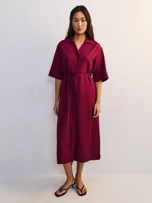 Льняное платье-рубашка с поясом ZR2605012904-91 / Zarina