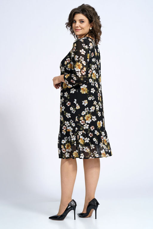 Платье ALANI 2148 бело-желтые цветы на черном - Alani collection фото 3