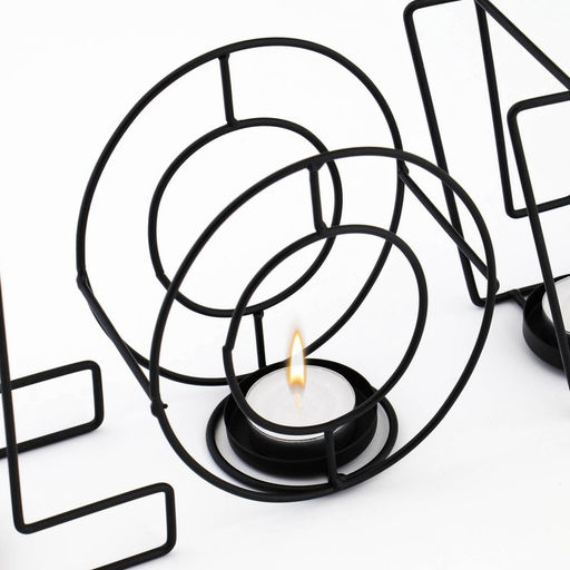 Подсвечник металлический на 4 свечи TAKE IT EASY Love: слово, 13.5?42 см, чёрный