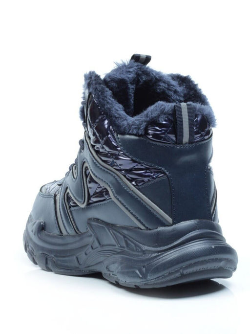 8526-2 DARK BLUE Ботинки зимние женские (искусственные материалы)