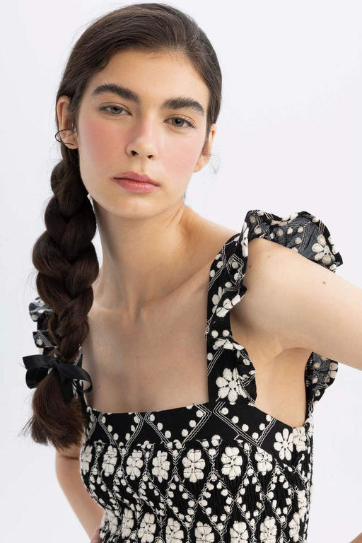 Платье миди с квадратным вырезом и бретелями Lug Von Siga x DeFacto  фото 8