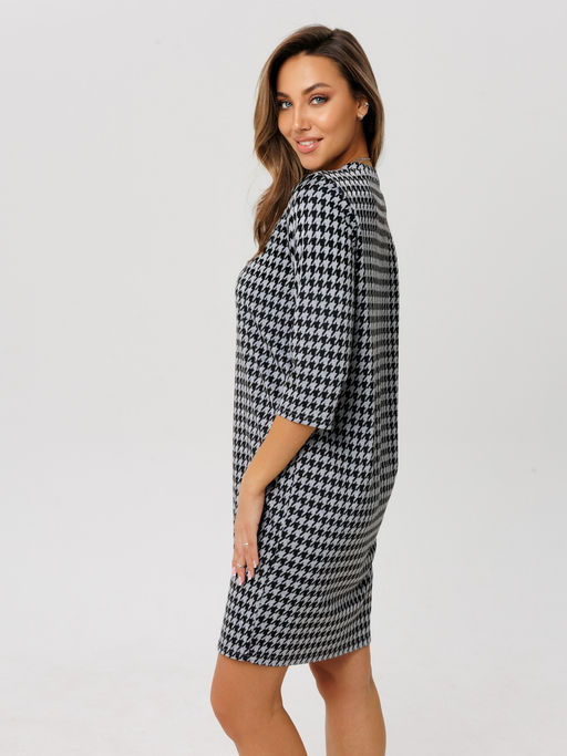 Платье женское П-176 (жаккард принт) Тёмно-серая ёлочка