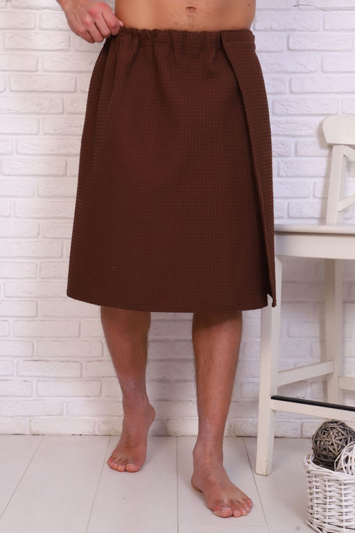 Полотенце для бани и сауны вафельное мужское  на липучке