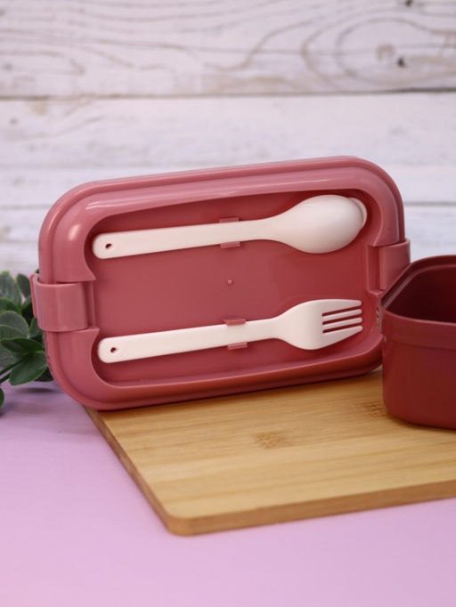 Ланчбокс "Wonderful life", pink (ложка+вилка), 800 мл