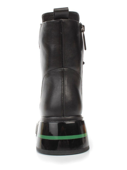 01-P514-4 BLACK/GREEN Ботинки демисезонные женские (натуральная кожа, байка)