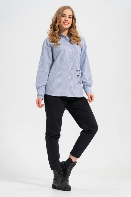 рубашка из тонкого хлопка в стиле OVERSIZE    с кокеткой на спине - А+б коллекция фото 8