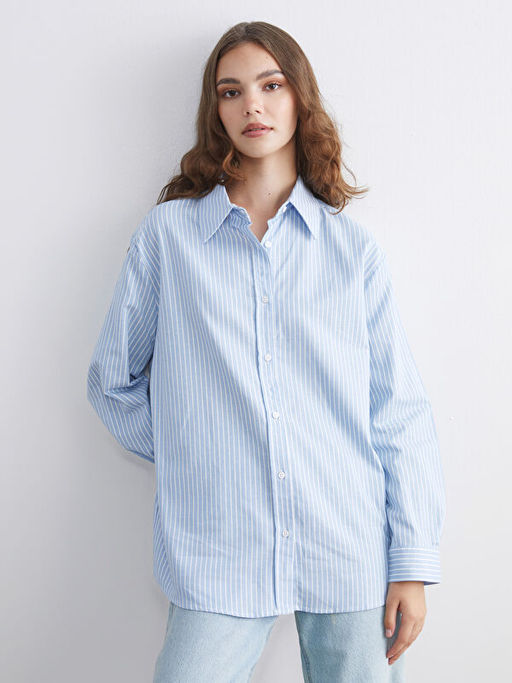 ?izgili Oversize Kad?n G?mlek Tunik