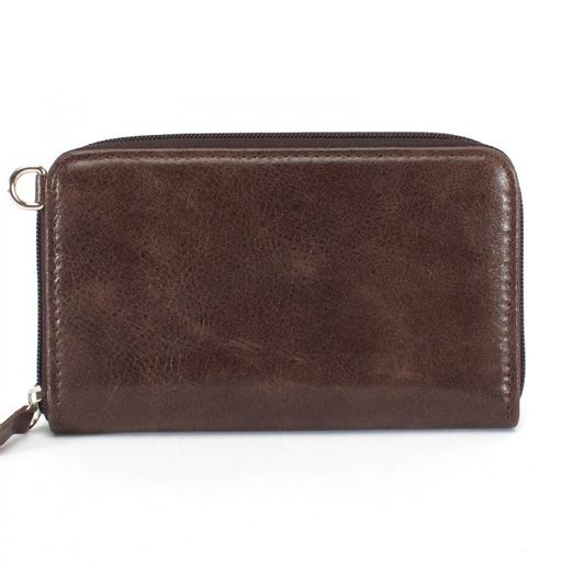 Портмоне/клатч жен Croco-1301 натуральная кожа 3 отд, 1 карм (рем-петля+плеч рем), бежевый питон/коричн. темный крек (501-225) 228585  фото 2