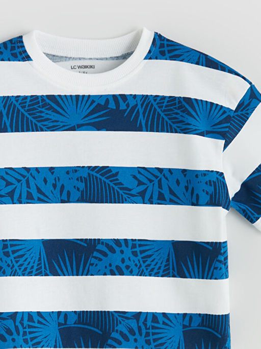 Bisiklet Yaka ?izgili Penye Erkek ?ocuk Ti??rt