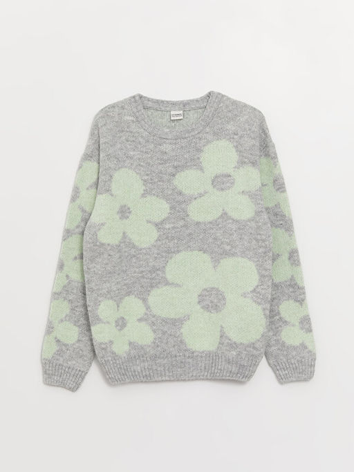 Bisiklet Yaka Desenli Uzun Kollu K?z ?ocuk Triko Kazak - Waikiki фото 3