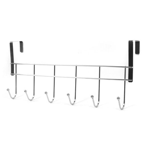 Вешалка-планка хромированная на дверь 6 крючков "Классическая" 46см (Китай)