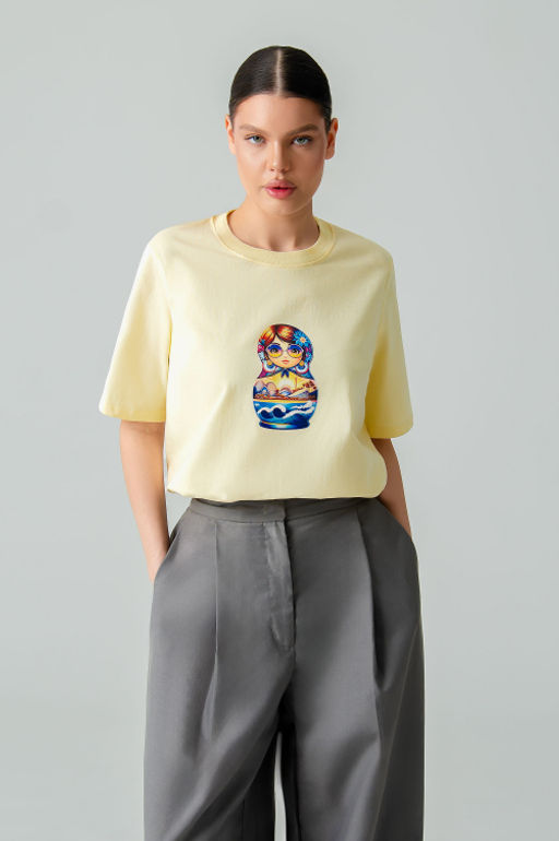 Арт. 3-1157 Футболка женская 44-50 (4 шт) Цвет:бежевый - Калинка фото 2