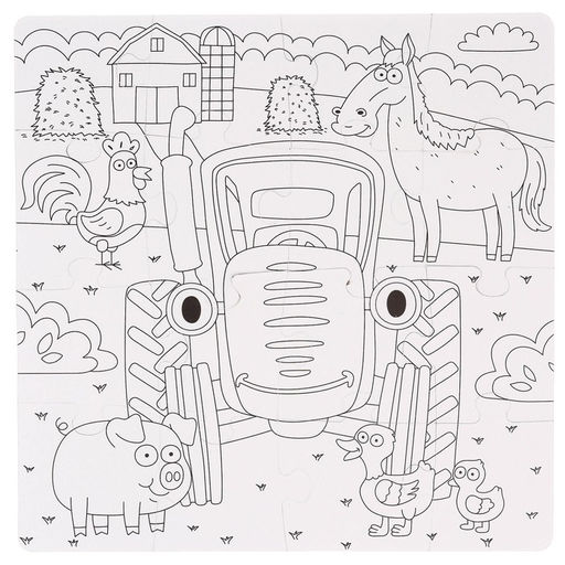 Пазл-раскраска 2 в 1 Синий трактор на ферме  фото 3