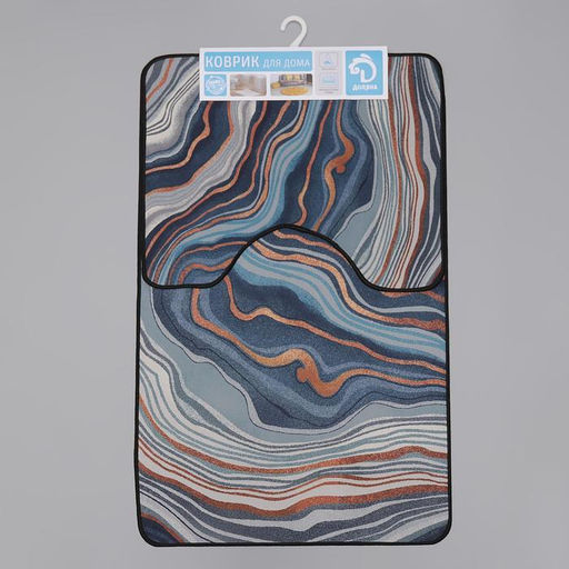 Коврики для ванной и туалета Доляна «Каменная лагуна», 2 шт., 50×80 см, 50×40 см