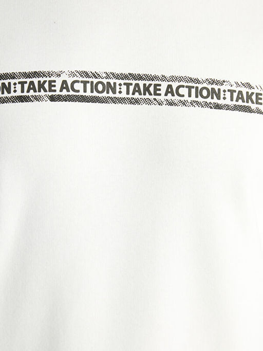 Bisiklet Yaka Bask?l? Erkek Kal?n Sweatshirt