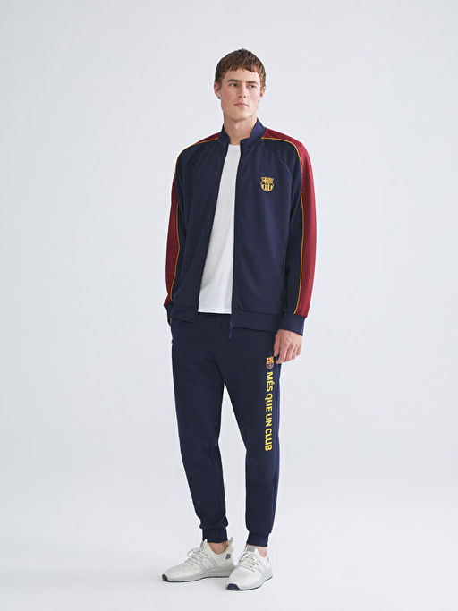 Standart Kal?p Barcelona Bask?l? Erkek Taraftar Fermuarl? Sweatshirt