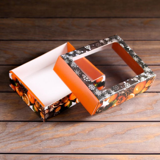 Коробка подарочная, крышка-дно, с окном С Новым Годом, 18 х 15 х 5 см - UPAK LAND фото 4