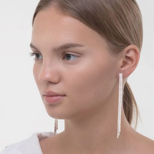 Серьги клипсы для ушей QF «Лёд», тройная сплошная, белые в серебре