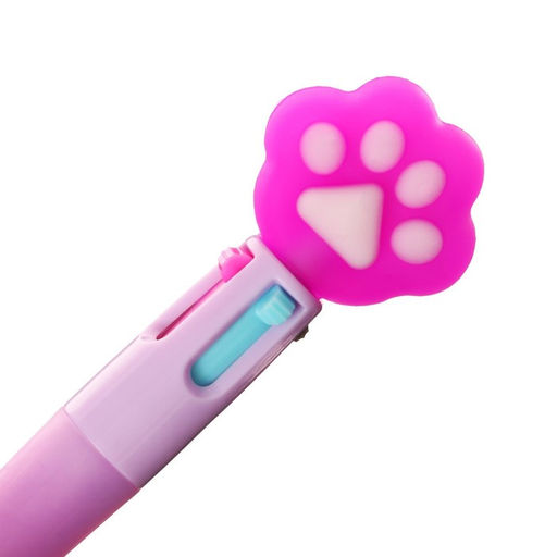 Ручка шариковая автоматическая 4-х цветная, мини "Лапка", МИКС