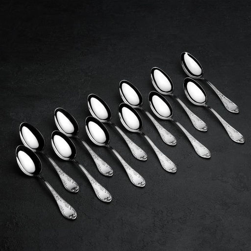 Цена за 12 шт. Ложка столовая «Посольская», h=20 см, толщина 2,5 мм, цвет серебряный