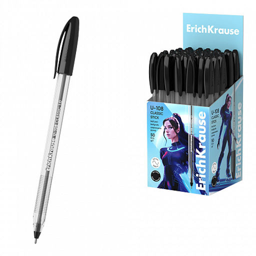 Цена за 50 шт. Ручка шариковая ErichKrause U-108 Stick Classic 1.0, Ultra Glide Technology, цвет чернил красный (в коробке по 50 шт.)  фото 2