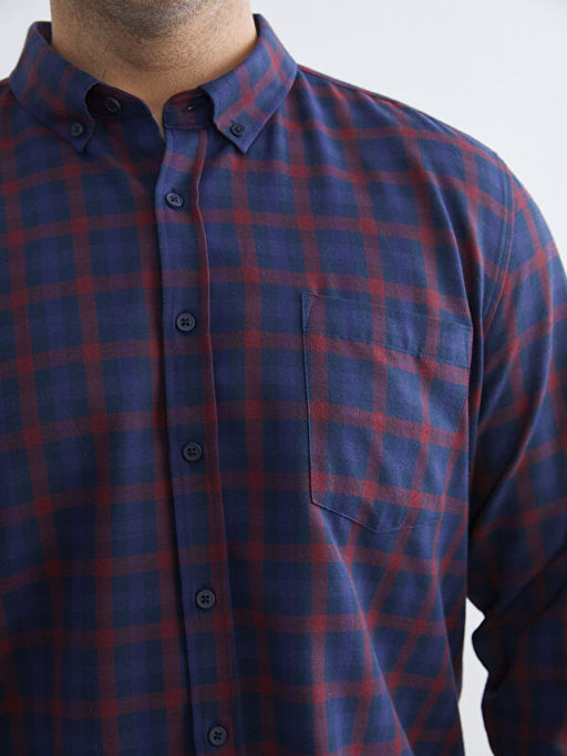 B?y?k Beden Regular Fit Uzun Kollu Ekose Erkek G?mlek