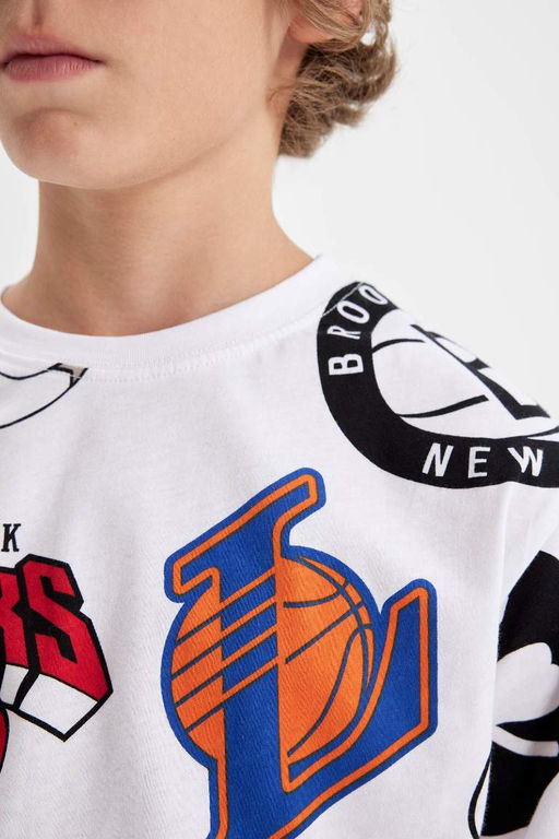 Футболка NBA Current Teams для мальчиков с круглым вырезом и короткими рукавами - Defacto фото 6