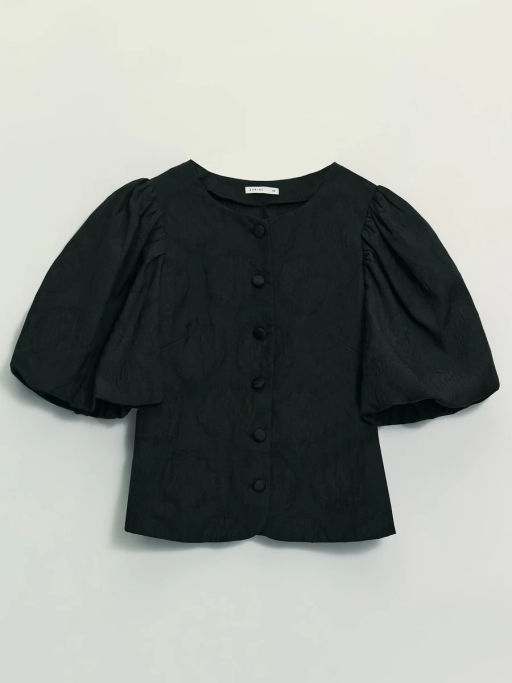 Топ с рукавами-буфами из жаккарда / Zarina