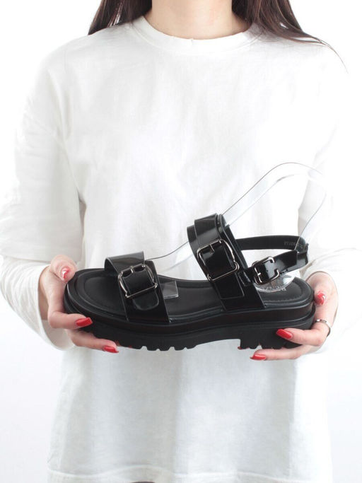 08-PEAG64-2 BLACK Босоножки женские (натуральная кожа)